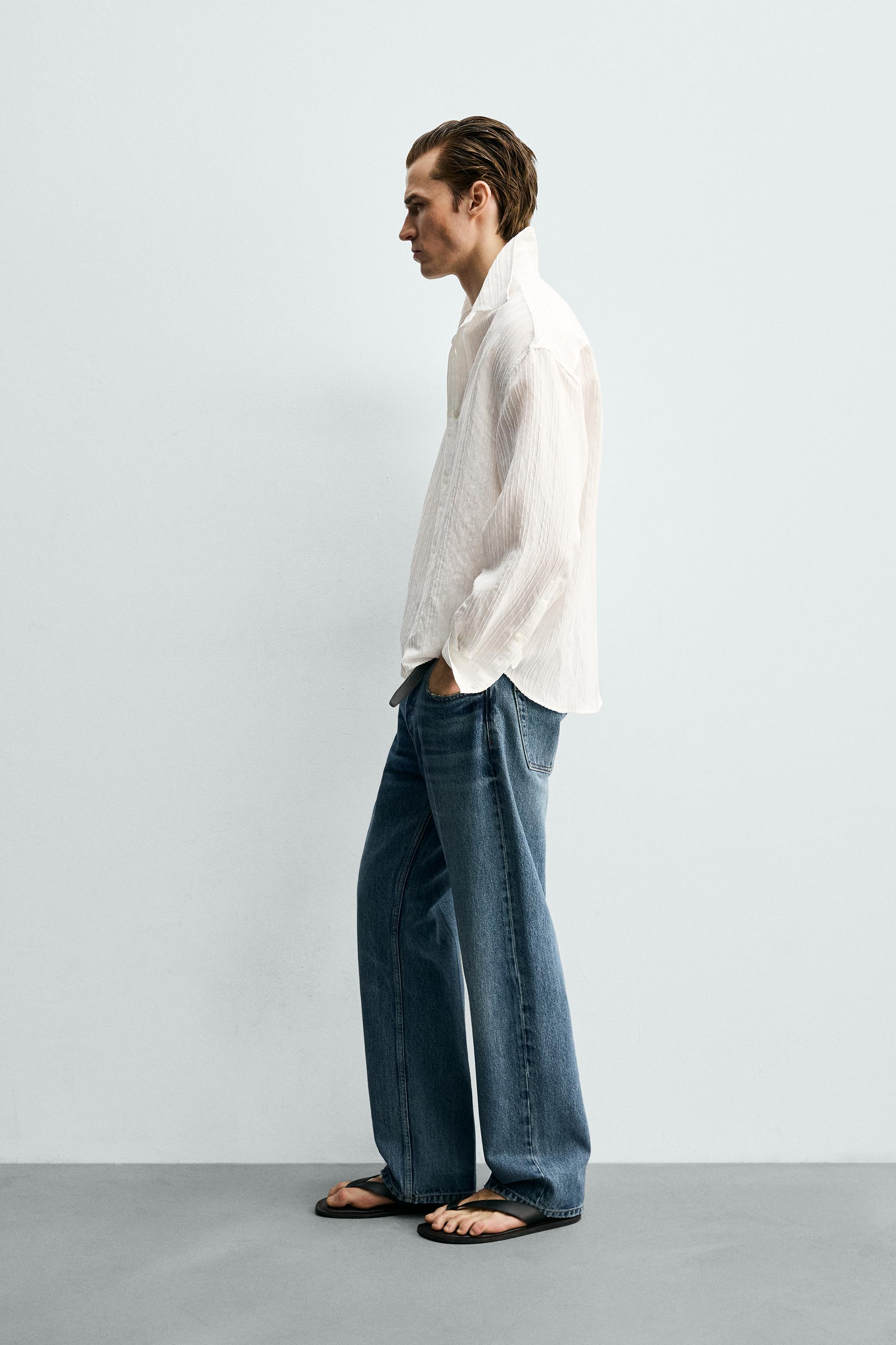 RELAXED FIT TEXTURED STRIPED SHIRT